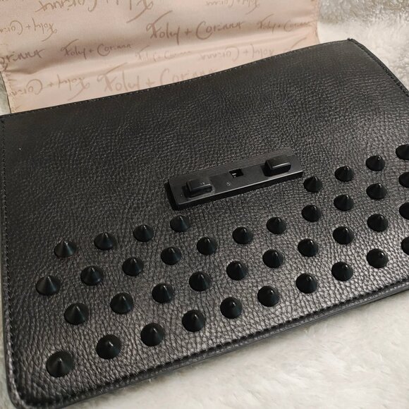 Foley & Corinna NWT Black Skyline Bandit Studded Crossbody Purse - Picture 9 of 15